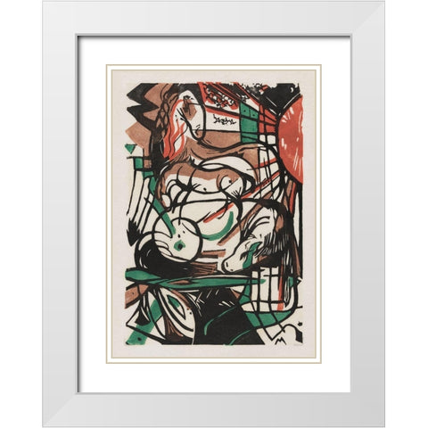 The Birth of Horses White Modern Wood Framed Art Print with Double Matting by Marc, Franz