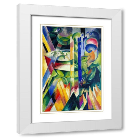 The Little Mountain Goats White Modern Wood Framed Art Print with Double Matting by Marc, Franz