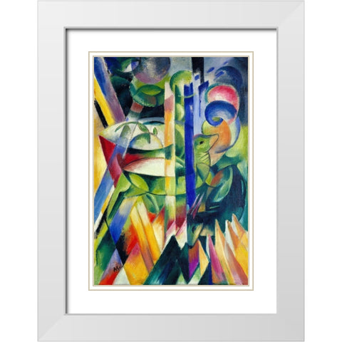 The Little Mountain Goats White Modern Wood Framed Art Print with Double Matting by Marc, Franz