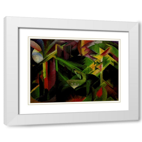Doe in Cloister Garden White Modern Wood Framed Art Print with Double Matting by Marc, Franz