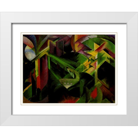 Doe in Cloister Garden White Modern Wood Framed Art Print with Double Matting by Marc, Franz