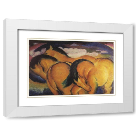 Little Yellow Horses White Modern Wood Framed Art Print with Double Matting by Marc, Franz