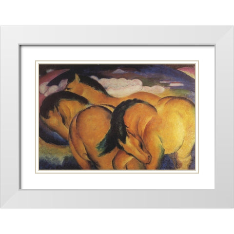 Little Yellow Horses White Modern Wood Framed Art Print with Double Matting by Marc, Franz