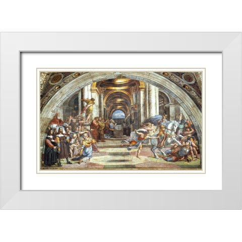 The Expulsion of Heliodorus from the Temple White Modern Wood Framed Art Print with Double Matting by Raphael