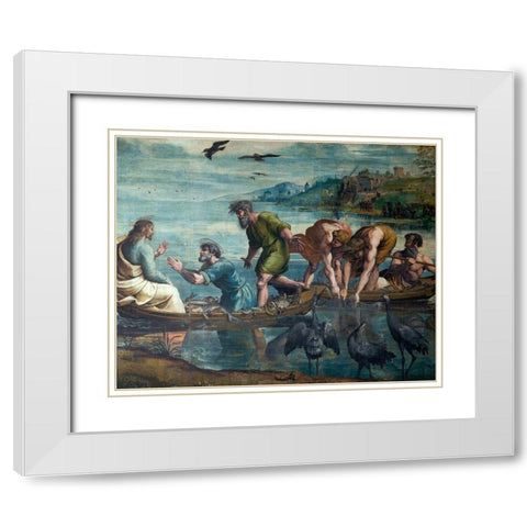 The Miraculous Draft of Fishes White Modern Wood Framed Art Print with Double Matting by Raphael
