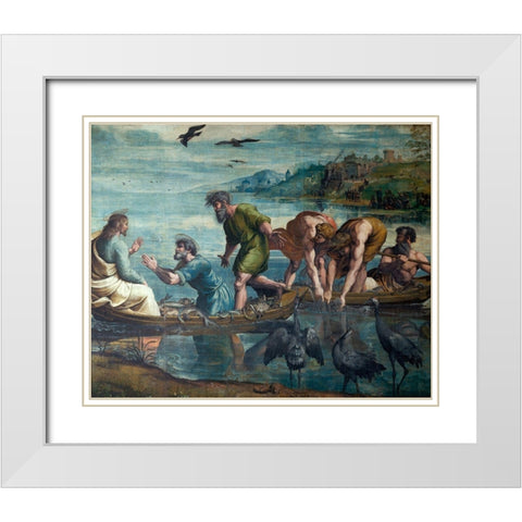 The Miraculous Draft of Fishes White Modern Wood Framed Art Print with Double Matting by Raphael