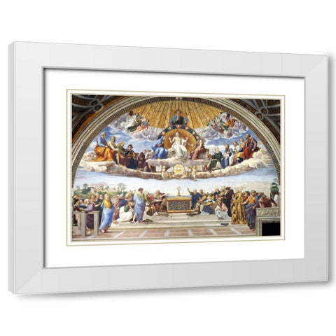 Disputation of the Holy Sacrament White Modern Wood Framed Art Print with Double Matting by Raphael