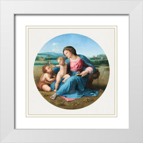 The Alba Madonna White Modern Wood Framed Art Print with Double Matting by Raphael