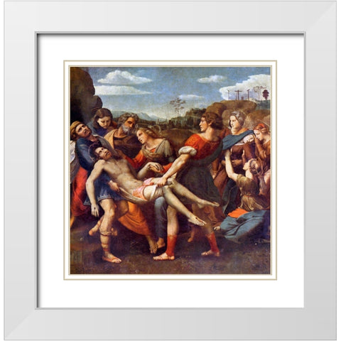 The Deposition White Modern Wood Framed Art Print with Double Matting by Raphael