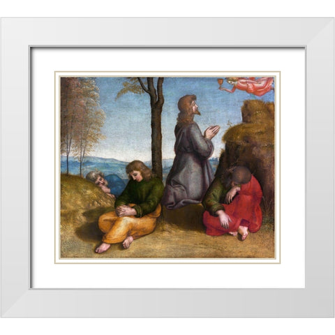 The Agony in the Garden White Modern Wood Framed Art Print with Double Matting by Raphael