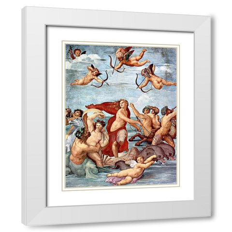 The Triumph of Galatea White Modern Wood Framed Art Print with Double Matting by Raphael