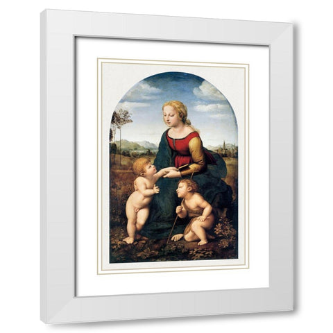 The Virgin and Child with Saint John the Baptist White Modern Wood Framed Art Print with Double Matting by Raphael