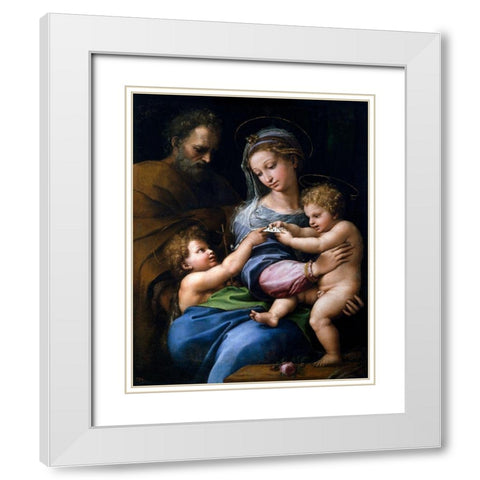 Madonna of the Rose White Modern Wood Framed Art Print with Double Matting by Raphael