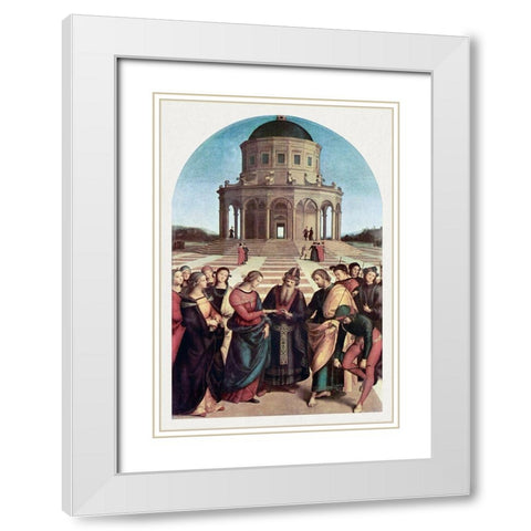 The Marriage of the Virgin White Modern Wood Framed Art Print with Double Matting by Raphael