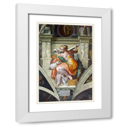 Libyan Sibyles White Modern Wood Framed Art Print with Double Matting by Michelangelo