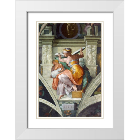 Libyan Sibyles White Modern Wood Framed Art Print with Double Matting by Michelangelo