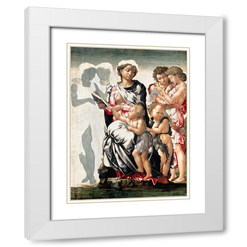 Manchester Madonna White Modern Wood Framed Art Print with Double Matting by Michelangelo