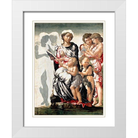 Manchester Madonna White Modern Wood Framed Art Print with Double Matting by Michelangelo