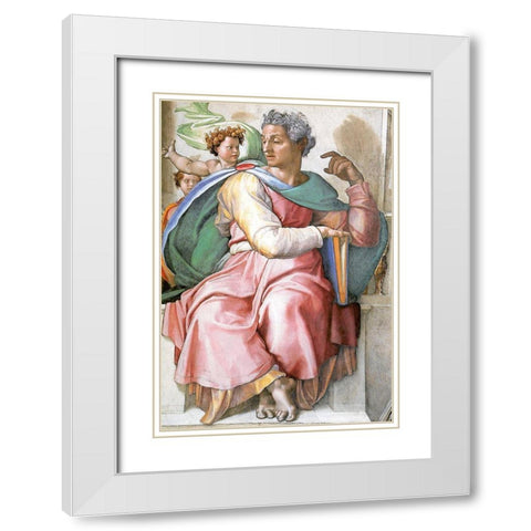 Isaiah White Modern Wood Framed Art Print with Double Matting by Michelangelo