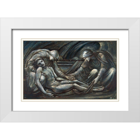 The Entombment White Modern Wood Framed Art Print with Double Matting by Burne–Jones, Edward