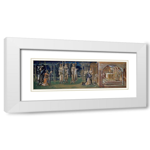 Quest for the Holy Grail-Study for The Attainment White Modern Wood Framed Art Print with Double Matting by Burne–Jones, Edward