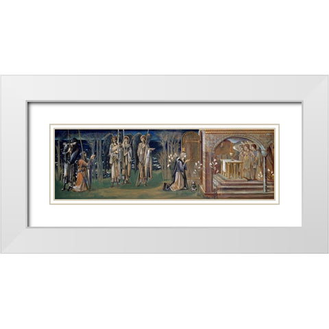 Quest for the Holy Grail-Study for The Attainment White Modern Wood Framed Art Print with Double Matting by Burne–Jones, Edward