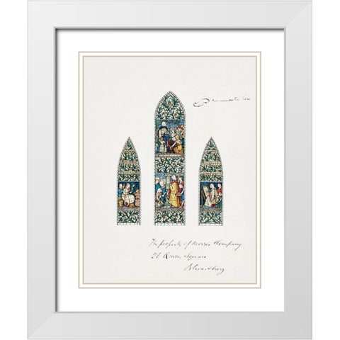 Design for Stained Glass-Southeast Window Nave-Paisley Abbey-Scotland White Modern Wood Framed Art Print with Double Matting by Burne–Jones, Edward
