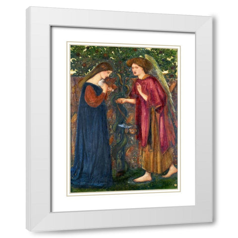 The Annunciation White Modern Wood Framed Art Print with Double Matting by Burne–Jones, Edward