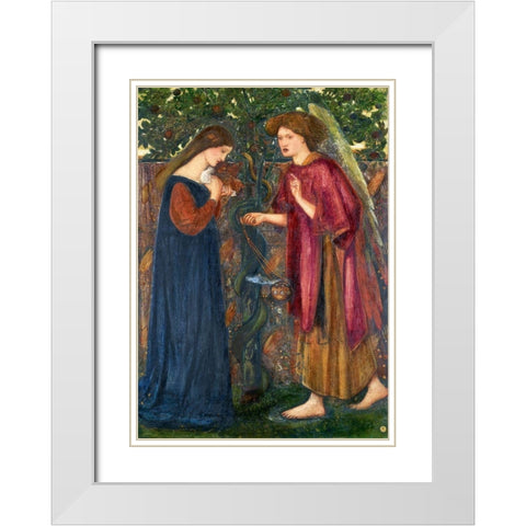 The Annunciation White Modern Wood Framed Art Print with Double Matting by Burne–Jones, Edward