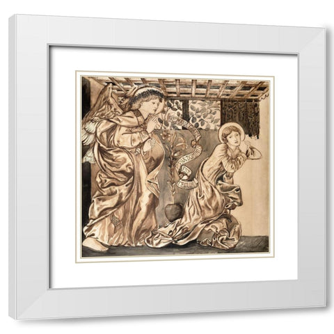 The Annunciation White Modern Wood Framed Art Print with Double Matting by Burne–Jones, Edward