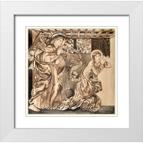 The Annunciation White Modern Wood Framed Art Print with Double Matting by Burne–Jones, Edward