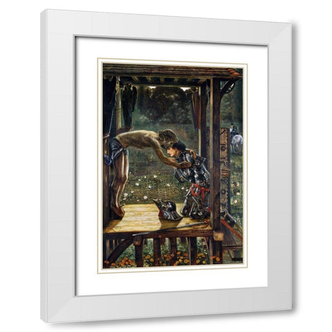 The Merciful Knight White Modern Wood Framed Art Print with Double Matting by Burne–Jones, Edward