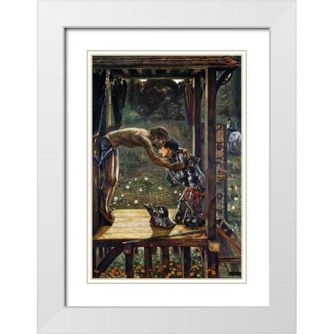 The Merciful Knight White Modern Wood Framed Art Print with Double Matting by Burne–Jones, Edward