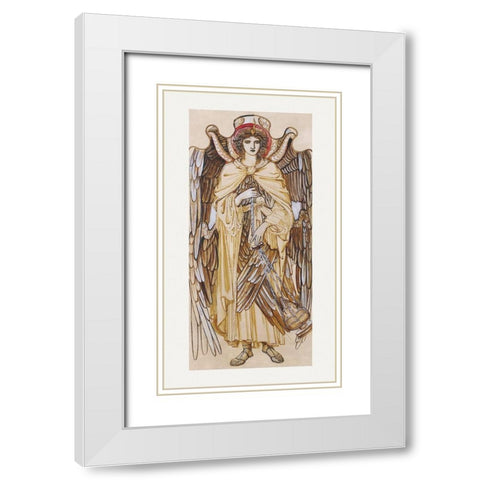 The Angels of the Hierarchy-Seraphim White Modern Wood Framed Art Print with Double Matting by Burne–Jones, Edward