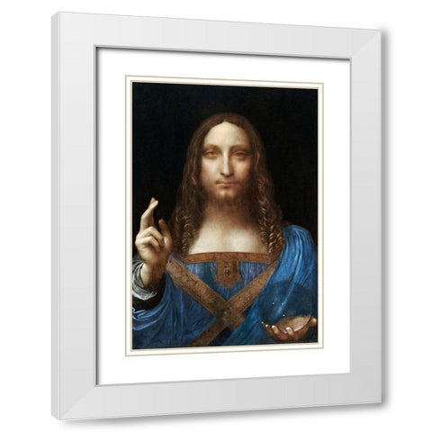 Salvator Mundi White Modern Wood Framed Art Print with Double Matting by da Vinci, Leonardo