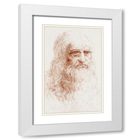 Self-portrait 1512 White Modern Wood Framed Art Print with Double Matting by da Vinci, Leonardo