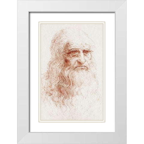 Self-portrait 1512 White Modern Wood Framed Art Print with Double Matting by da Vinci, Leonardo