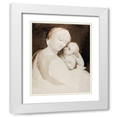 Madonna and Child-and Fragment of Woman’s Torso White Modern Wood Framed Art Print with Double Matting by da Vinci, Leonardo