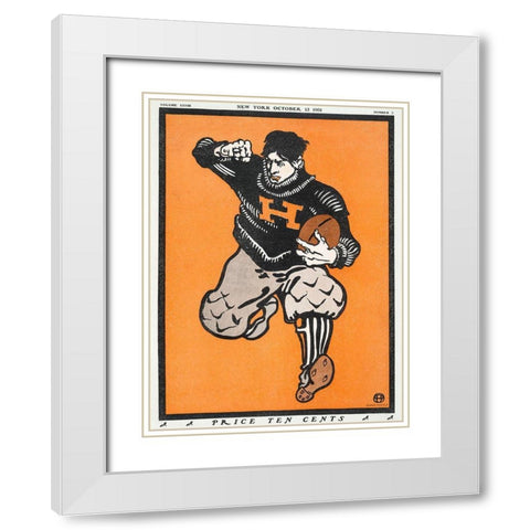 American Football Player White Modern Wood Framed Art Print with Double Matting by Penfield, Edward