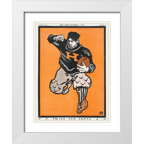 American Football Player White Modern Wood Framed Art Print with Double Matting by Penfield, Edward