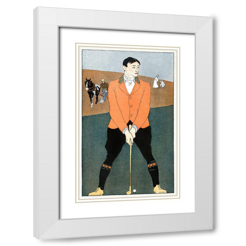 Golf Player 1898 White Modern Wood Framed Art Print with Double Matting by Penfield, Edward