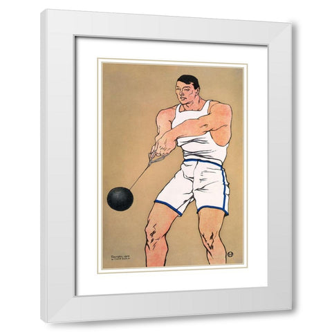 Hammer Thrower White Modern Wood Framed Art Print with Double Matting by Penfield, Edward