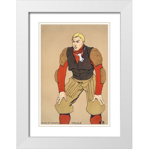 American Football Player White Modern Wood Framed Art Print with Double Matting by Penfield, Edward