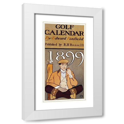 Golf Calendar White Modern Wood Framed Art Print with Double Matting by Penfield, Edward