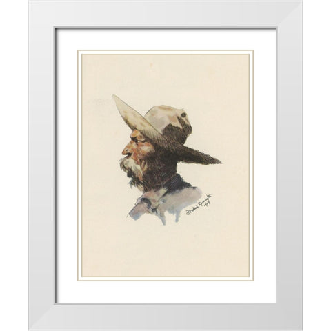 Old Man White Modern Wood Framed Art Print with Double Matting by Remington, Frederic