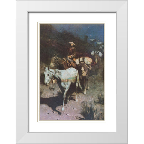 The Bell Mare White Modern Wood Framed Art Print with Double Matting by Remington, Frederic