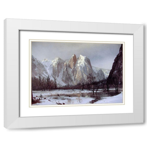 Cathedral Rock White Modern Wood Framed Art Print with Double Matting by Bierstadt, Albert