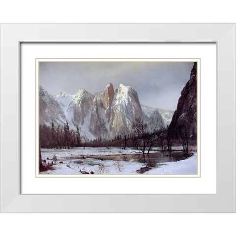 Cathedral Rock White Modern Wood Framed Art Print with Double Matting by Bierstadt, Albert