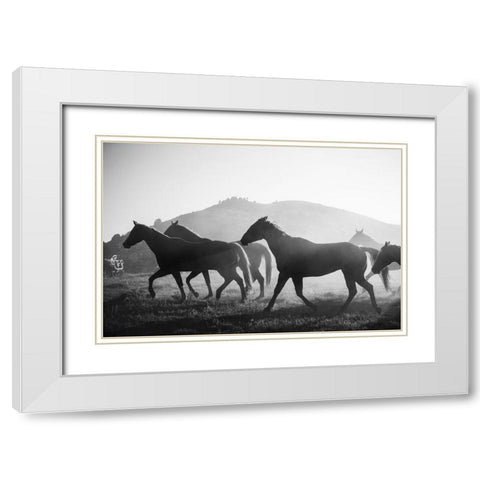 Horses head for the Corral-Riverside-Wyoming White Modern Wood Framed Art Print with Double Matting by Highsmith, Carol