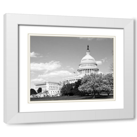 Capitol Hill Washington D.C. in cherry blossom season White Modern Wood Framed Art Print with Double Matting by Highsmith, Carol